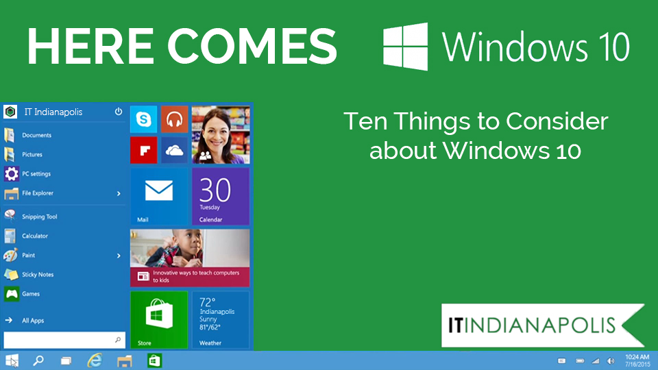Here Comes Windows 10 – Ten Things to Consider