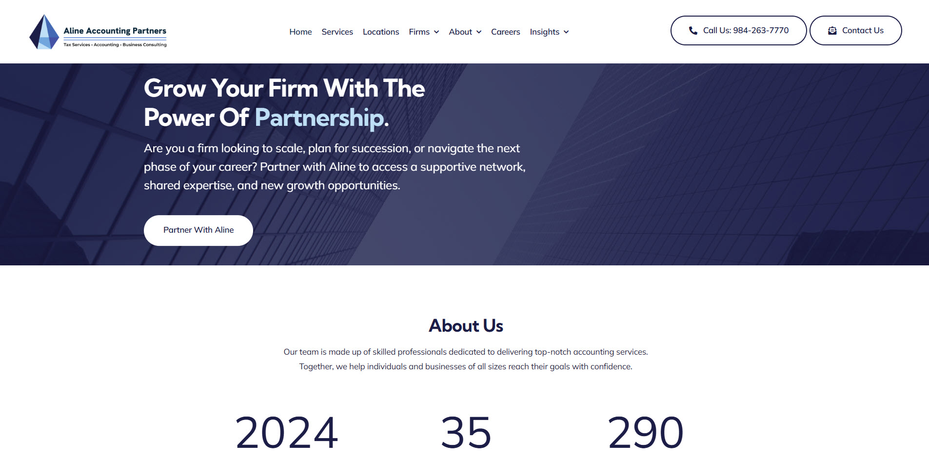 Aline Accounting website screenshot