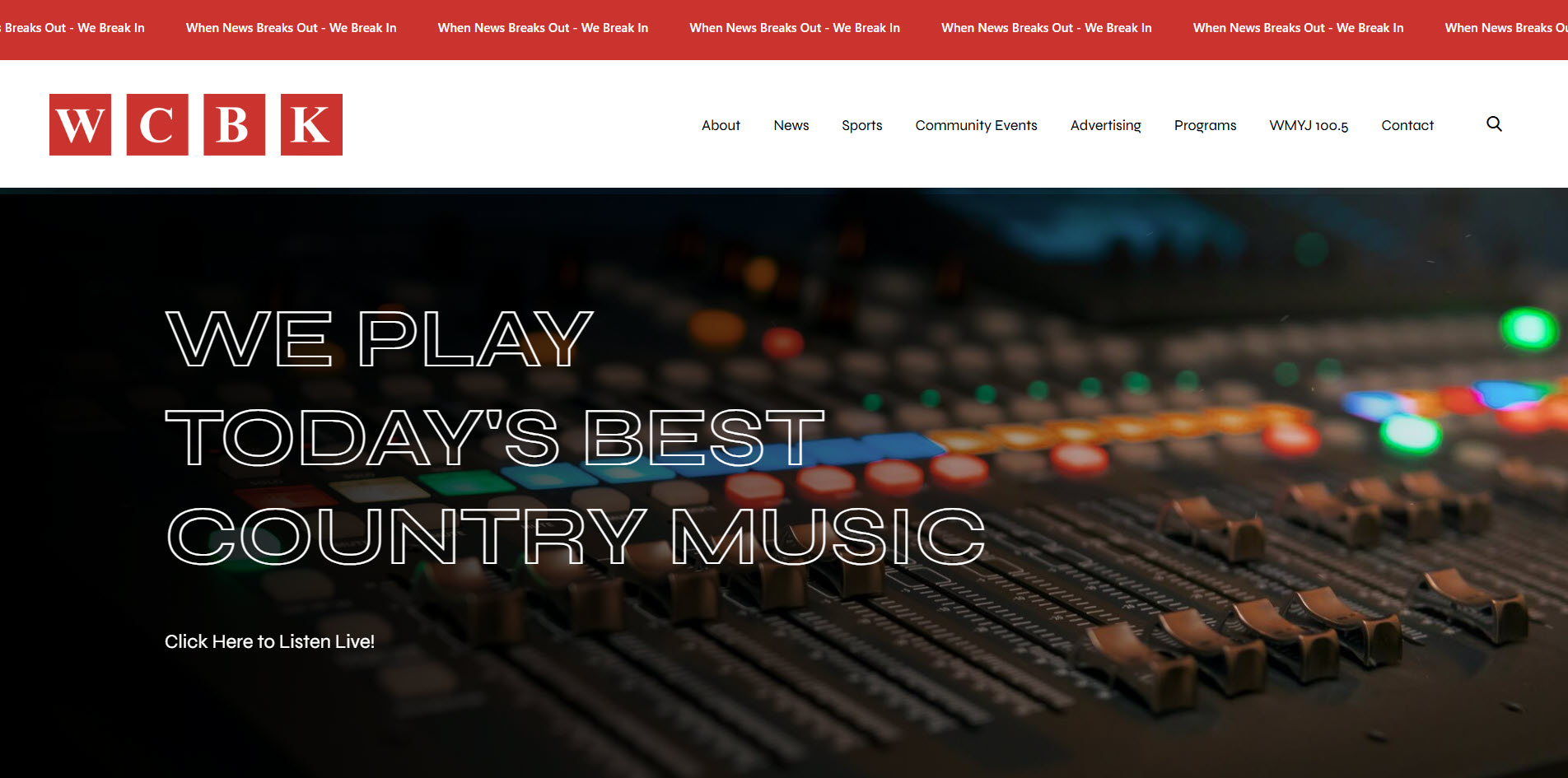 WCBK website screenshot